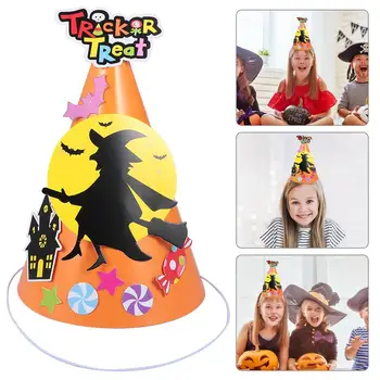 

10pcs DIY Paper Hat Halloween Children cartoon Hat Kids Party Hats Halloween Party Birthday Cap Decoration Supplies
