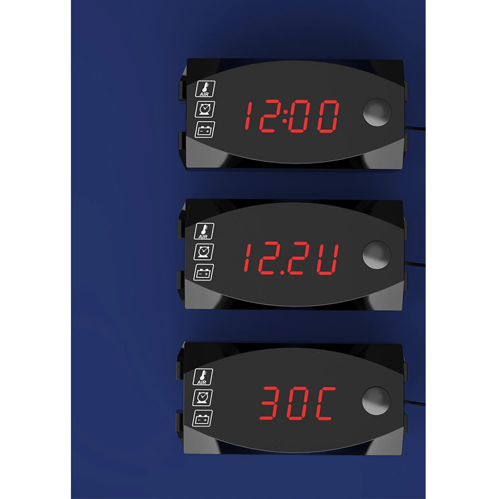 Водонепроницаемый 12 в мотоцикл светодиодный дисплей Вольтметр Напряжение монитор детектор часы измеритель температуры универсальный стиль