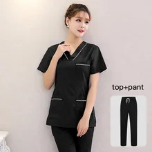 Доктор костюм больничное дентальное взрослый Для женщин& Человек хирургии рабочая одежда Рубашка с короткими рукавами униформа медсестры сплошной Цвет медицинские халаты комплект