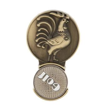 

Portable Copper Zodiac Chicken Golf Ball Marker Magnetic + Hat Clip Bronze Golfer Gift