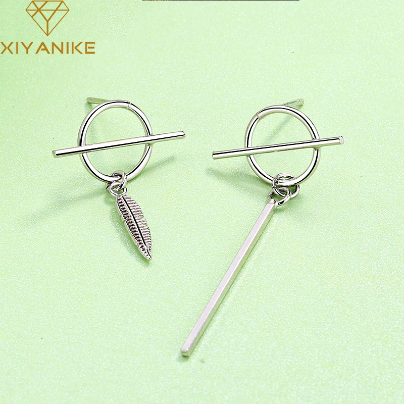 XIYANIKE 925 пробы серебряные винтажные асимметричные серьги с кисточками для женщин Свадебные трендовые геометрические перьевые Ювелирные изделия Подарки