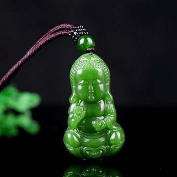 

FASHION GREEN JADE BABY BUDDHA PENDANT NECKLACE JEWELLERY CHINESE HAND-CARVED RELAX HEALING WOMEN MAN LUCK GIFT AMULET NEW