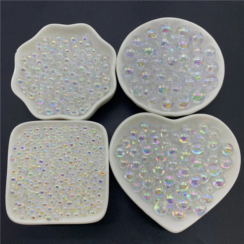 4mm 5mm 6mm 8mm 10mm Acrylic Beads ABS Round Shape Spaced Beads For Jewelry Making