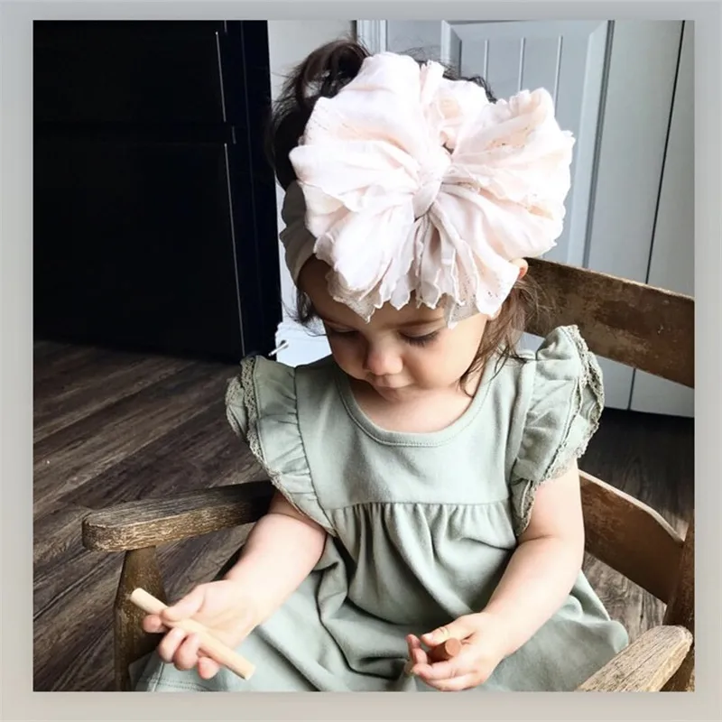 Baby-Kids-Toddler-Girl-hair-Bow-Headband-Stretch-Turban-Knot-nylon-Head-Wraps-Accessories