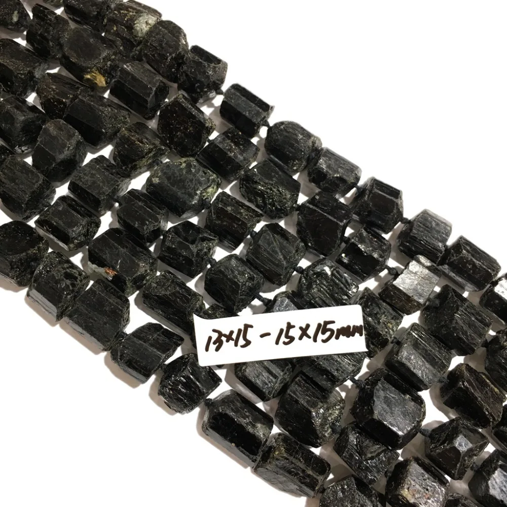 LiiJi уникальные черные турмалины огромные свободные бусины около 15x20 мм/15x18 мм необработанный камень 39 см изготовление браслета ожерелье