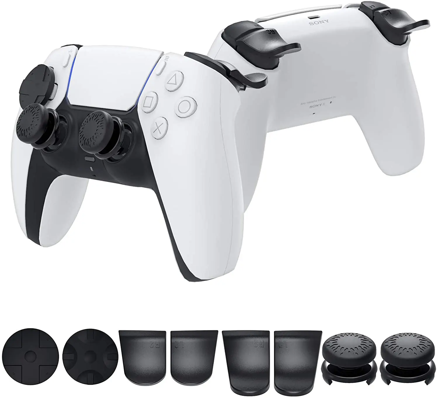 Accessori bundle per Controller PS5 DualSense Playstation 5 levette levette  Joystick + L2 R2 Trigger Extender + pulsante d-pad