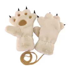 1 пара, Детская ветрозащитная рукавица, Мультяшные корейские перчатки с искусственным кроличьим мехом и когтями медведя, зимние теплые перчатки