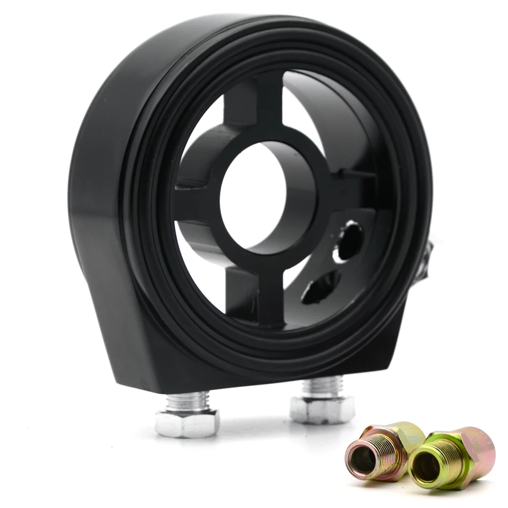 DepoTuning M20X1.5 3/4-16 1/8 NPT алюминиевый гоночный масляный манометр Масляный фильтр Сэндвич-адаптер масляный датчик кулер адаптер - Цвет: Black