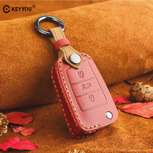 KEYYOU حافظة مفاتيح من الجلد غطاء Portect ل Volkswagen VW Golf 7 GTI R MK7 تيجوان لسكودا اوكتافيا A7 Karoq ل سيات ليون إيبيزا