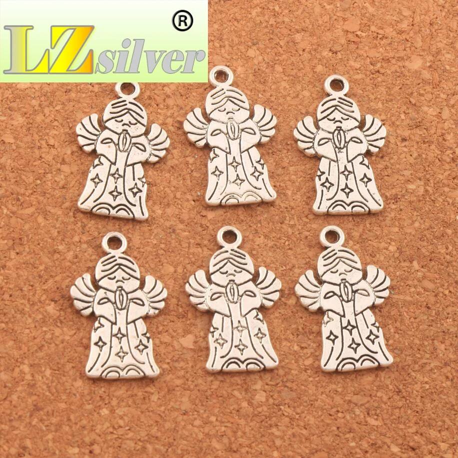 Prayer Angel With Wings Charm Beads 24.2x15mm 200PCS Zinc Alloy Pendants Jewelry DIY L221