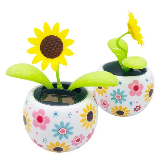 Solar Powered Flower Car Ornament Gadgets Gift Auto Interior Home Decorations Dancing Swing Flip Flap Pot Car Accessories 1