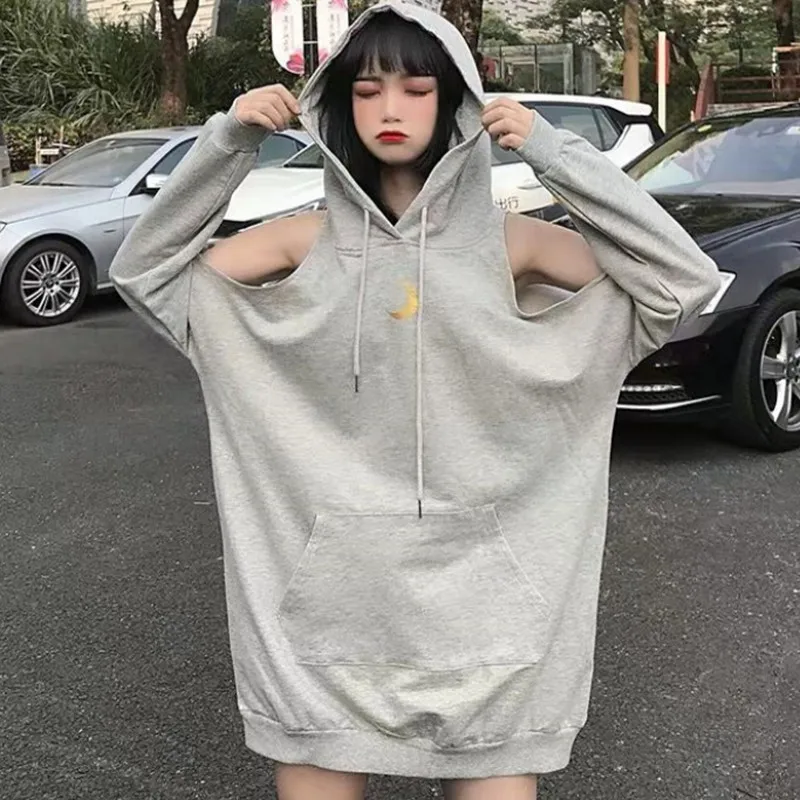 Черная серая толстовка с капюшоном оверсайз Женская Толстовка Harajuku уличная толстовка с капюшоном для женщин модная Корейская Moon Printng Толстовка для женщин
