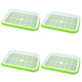 

Seed Sprouter Tray 4 Pack, BPa Free Nursery Tray Seed Germination Tray Healthy Wheatgrass Seeds Grower & Storage Trays for Garde