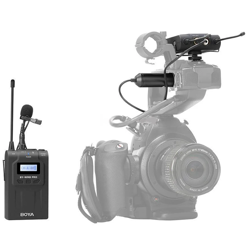 Boya By-Wm8 Pro-K1 Uhf Беспроводные ПЕТЛИЧНЫЕ микрофон в комплекте для Eng Efp Dslr камеры