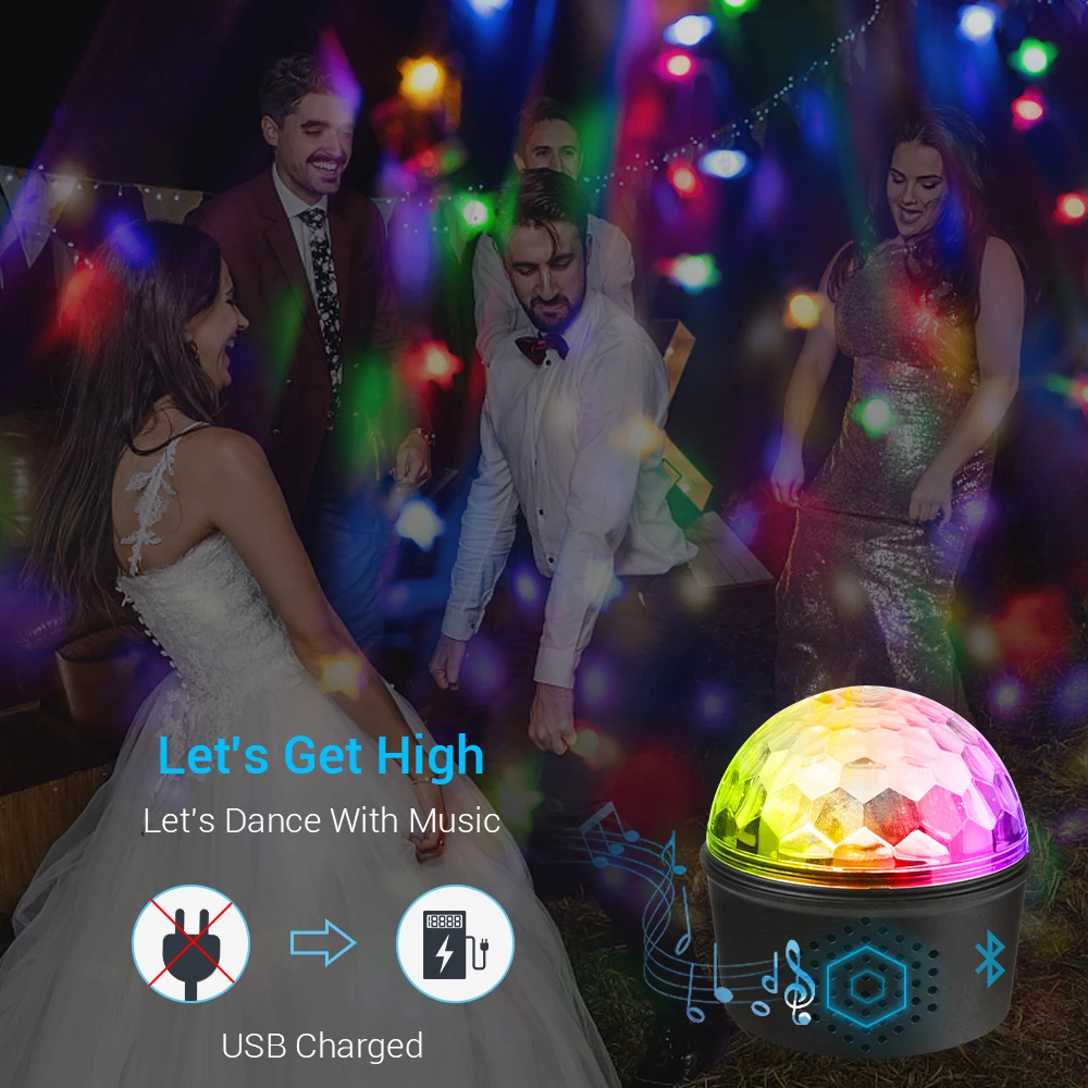 MICTUNING 3-в-1 RGB звуковая активация вращающийся чешское стекло диско шар вечерние мерцающий светильник для рождественского дома KTV магический шар сценические лампы светильник s