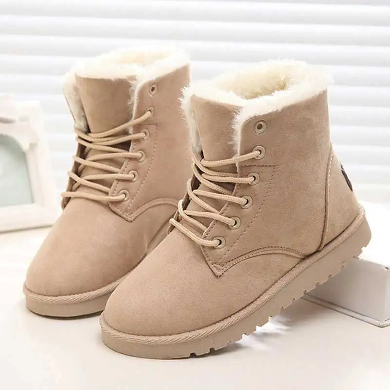 Botines de felpa para Mujer, Botas cálidas de nieve, zapatos planos  informales, invierno, 35 40, 2021|Botas de nieve| - AliExpress