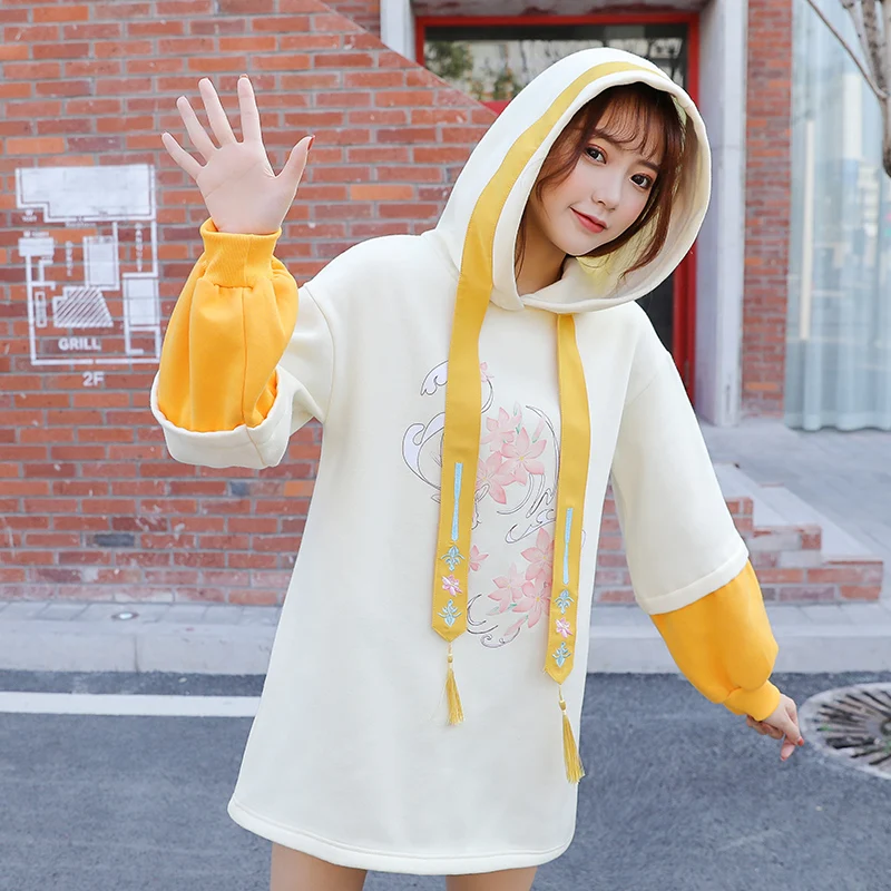 Qlychee Lucky Koi Женские флисовые толстовки хлопковые теплые зимние женские пуловеры с кисточками Лоскутная Женская Спортивная толстовка с капюшоном