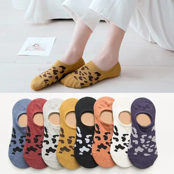 

8 Style 6 Piece=3 Pairs/lot Leopard Invisible SNon-slip hort Woman summer comfortable cotton boat socks shallow ankle low female