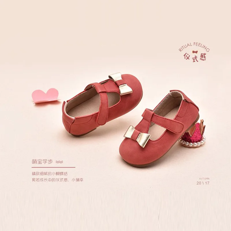 

INS Online Celebrity-2019 Autumn CHILDREN'S Shoes Cute Microfiber Bow round-Toe Princess Girls Black Leather Shoe Soft-Sole