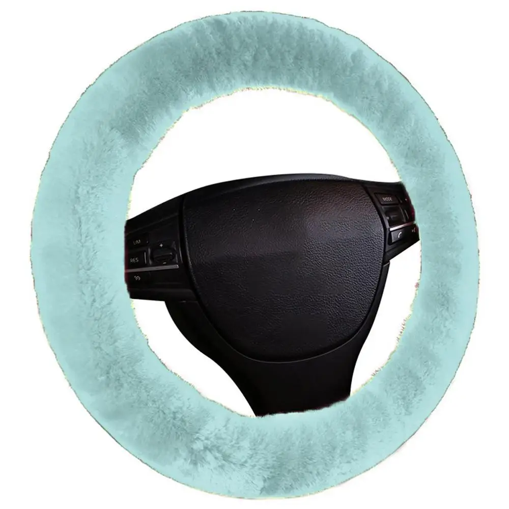 mint green Набор аксессуаров для салона автомобиля из натуральной шерсти без запаха, прочный Набор чехлов для рулевого колеса из чистой шерсти - Название цвета: mint green