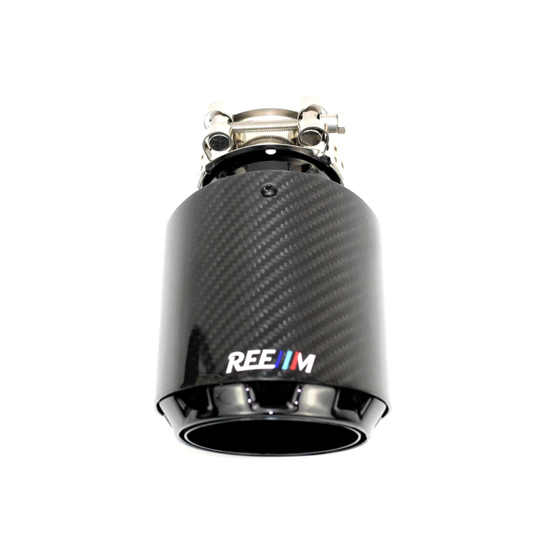 FAIJUNBEN 3" To 4" Carbon Fiber Exhaust Tip - Black Stainless Steel, 6.5" Length, No Welding Required