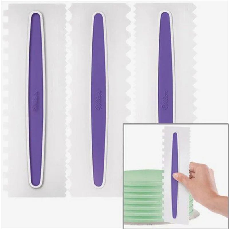  3PCs/ Lot Purple Pastry Icing Cake Set Plastic Fondant Spatulas For Fondant Scraper Baking Cake Dec