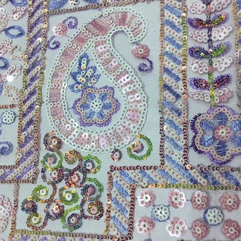 

(5yards/pc) high quality lilac purple African French net lace fabric gorgeous embroidered sequins lace fabric for party FRR087