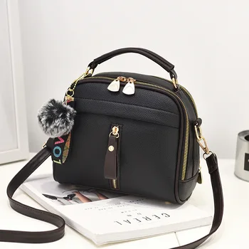 

women bags shoulder bag bags for women 2019 fashion Hairball women luxury handbags designer Casual crossbody bag for women black