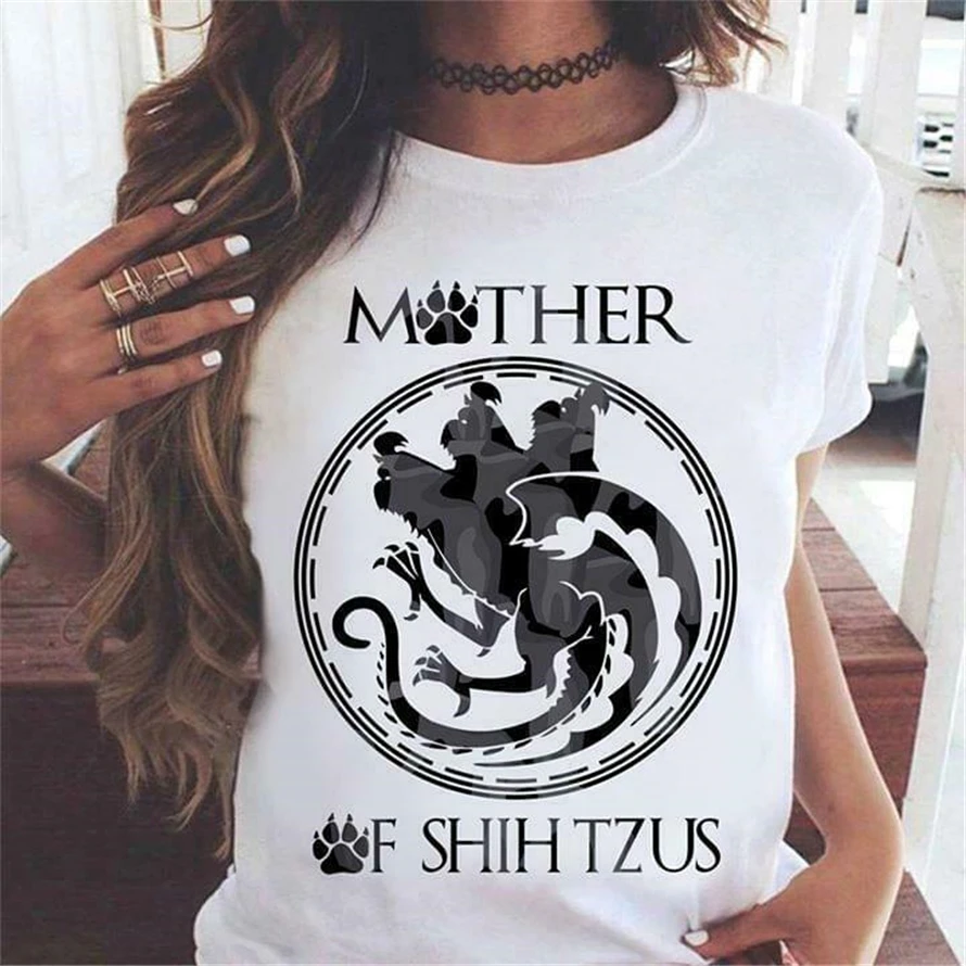 Mother Of Shih Tzu Игра престолов получили футболку белый хлопок дамы S-3XL Толстовка