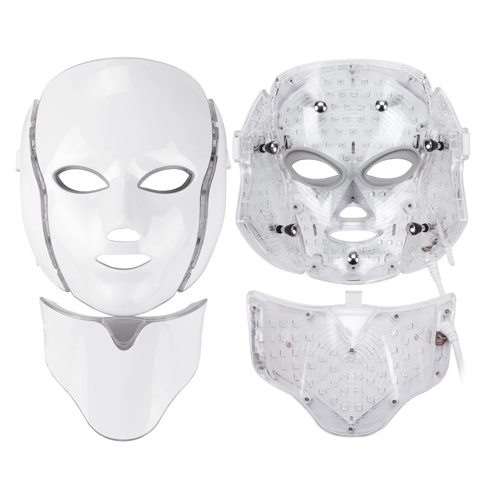  iebilif 7 Colors Photon Electric LED Facial Mask with Neck Skin Rejuvenation Anti Acne Wrinkle Beau - 1000008408164