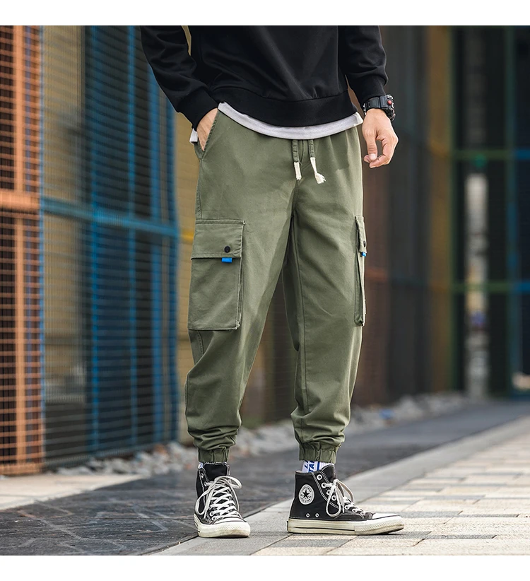 BOATTAIL комбинезоны мужские черные брюки карго с карманами джоггеры Harajuku уличная хип хоп брюки мужские шаровары Pantalon Hombre - Цвет: Армейский зеленый