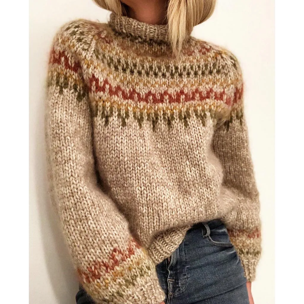 Новый Pull Automne Hiver Femme 2020 Chandail Manche Длинное нарядное платье модное женское с круглым