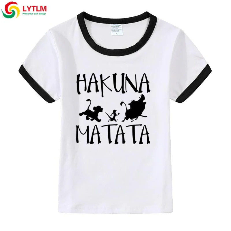 LYTLM Roi футболки с изображением Льва для девочек хакуна матата Топ подростковая одежда футболка Дети Moletom женское Inverno дети топы для девочек - Цвет: DXZB LYCRA Black