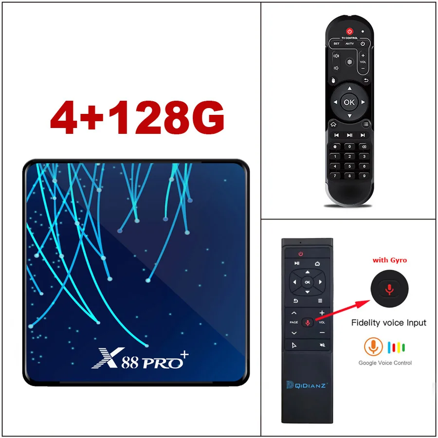 X88PRO+ Rockchip RK3368 Восьмиядерный Android 9,0 ТВ-приставка 4 Гб 128 Гб 1080p 4K Google голосовой помощник ТВ-приставка X88 PRO PLUS - Цвет: 4G128G VOICE CONTROL