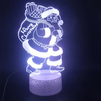 

3D Lamp Santa Claus Best Present for Christmas Decoration Atmosphere The Alarm Clock Base Hologram Usb Led Night Light Lamp
