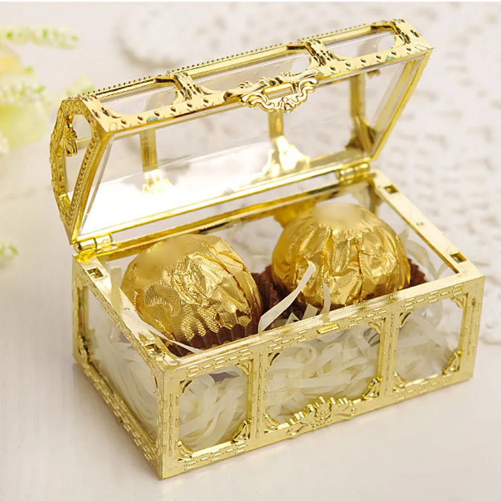 Party Gift Case Candy/Chocolate Sweet Delicate Plastic Gold/Silver Chest Box |