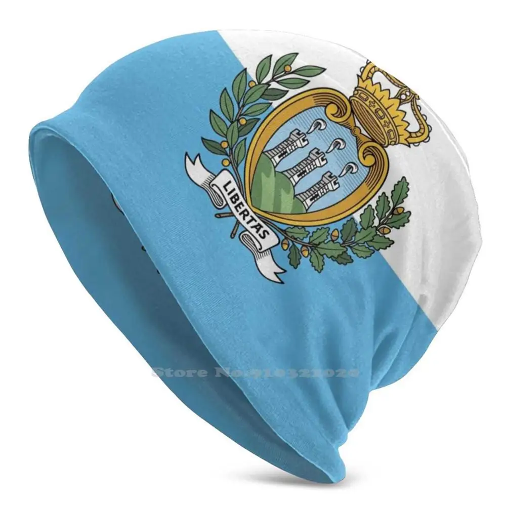 Шапка-бини с флагом Сан-Марино тонкая ветрозащитная модная мягкая шапка для
