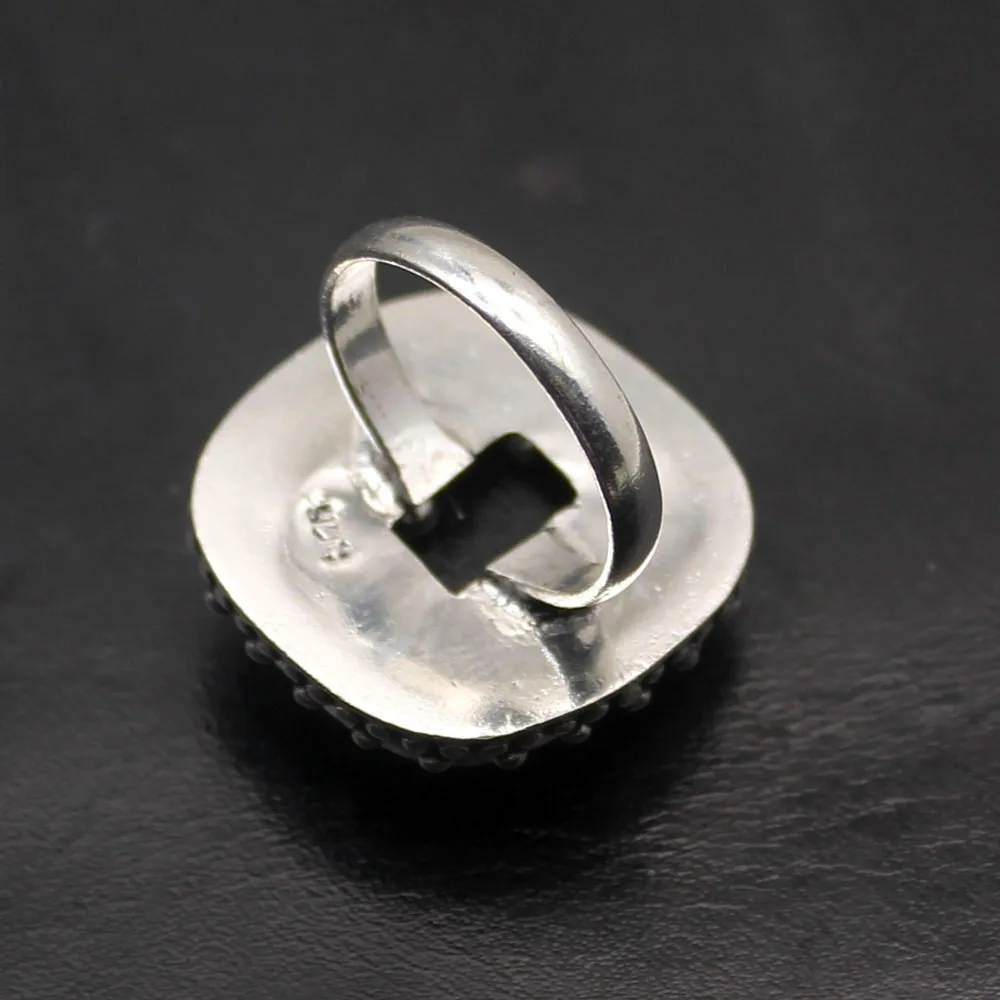 Hermosa Fancy Solitaire винтажное двухцветное стекло стерлингового серебра 925 очаровательное кольцо размер 9 A639