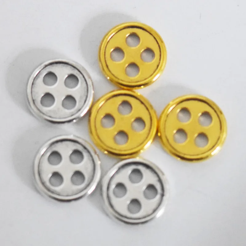 

10pcs Button Beads Bracelet Spacer Jewelry Retro Style Silver Gold Color Pendent For DIY Jewelry Bracelet Necklace Making