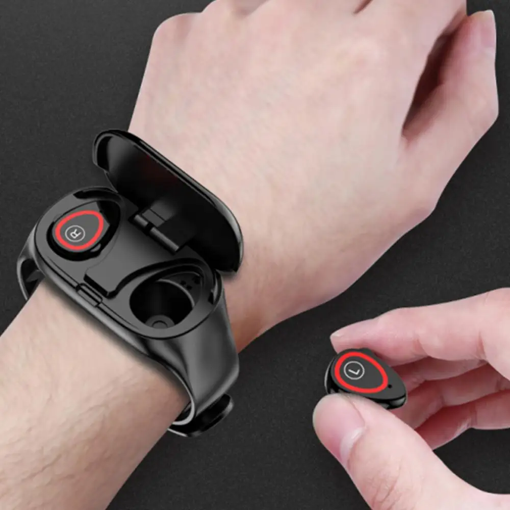 

Sport Watch 0.96" T88 Smart Watch With Bluetooth Earphone Heart Rate Monitor Smart Wristband Long Time Standby Wireless Earbud