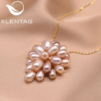

XlentAg Handmade Freshwater Small Colourful Pearls Necklace Pendants For Women Girls Cute Chain Angle Necklaces Jewelry GN0071