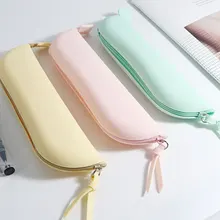 

1pc Pen Bag Big Kawaii Banana Shape Capacity Pencil Case Cute Silicone Coin Pouch for School Students Office Stationery Supplies