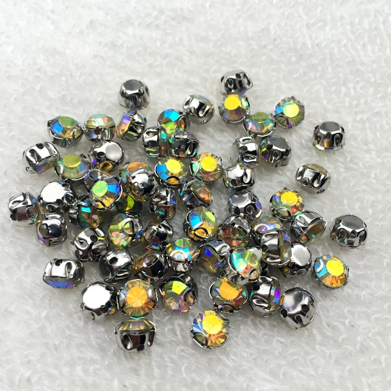 

100pcs 6mm No Glass Anti scratch claw rhinestone Sew-on Rhinestones for Garment accessories materials -B852