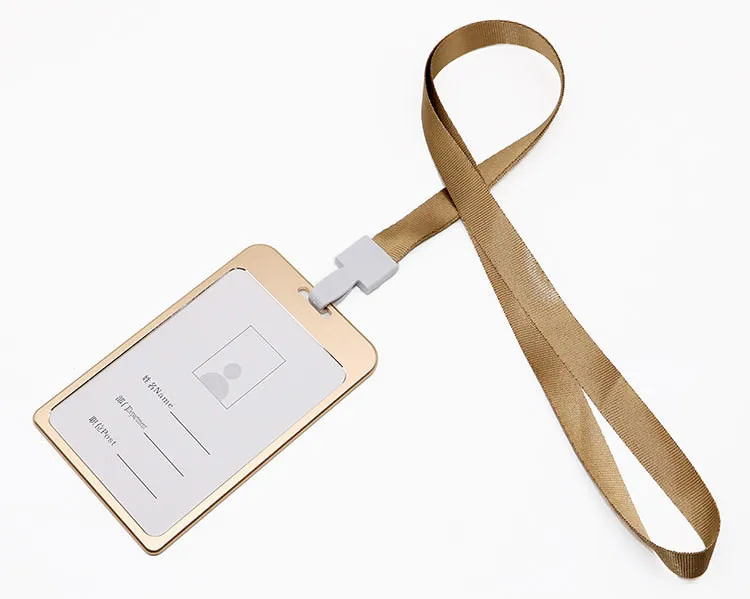 1 шт. рабочий держатель для карт s с веревкой алюминиевый сплав держатель для карт ID карты Обложка - Color: gold