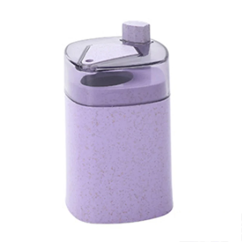 transparent purple Мебель для дома прозрачная Пшеничная солома прессованная Автоматическая Подставка Для Зубочисток квадратная зубочистка коробка бытовой контейнер для хранения - Цвет: transparent purple