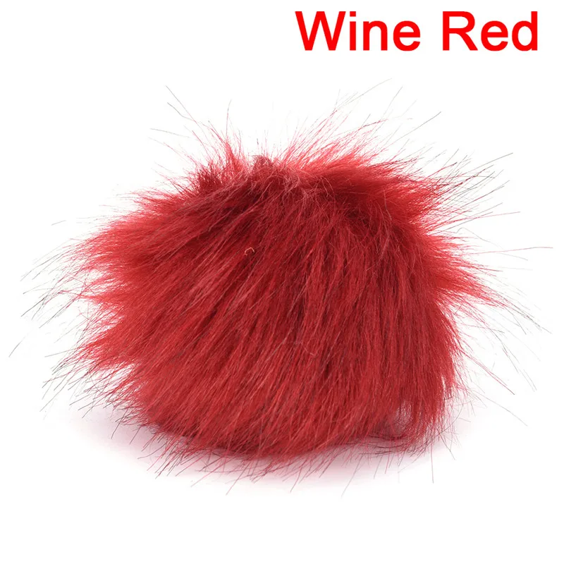 Wine red 10 см/3,9 дюйма DIY помпоны из искусственного меха брелок пушистый помпон с эластичной петлей для шляп брелок аксессуары - Цвет: Wine red