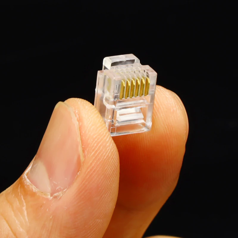 50 шт./лот RJ11 RJ12 разъем 6P6C 6 шпильки правая Пряжка кабельный разъем DIY Кристалл головы Ethernet телефон модульный разъем Jack