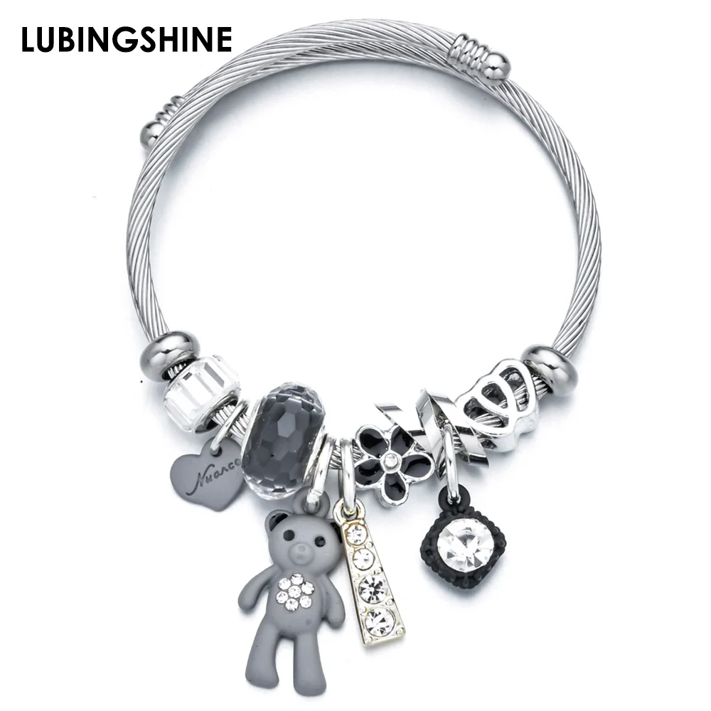 Женский керамический браслет с подвеской Медведь | Украшения и аксессуары