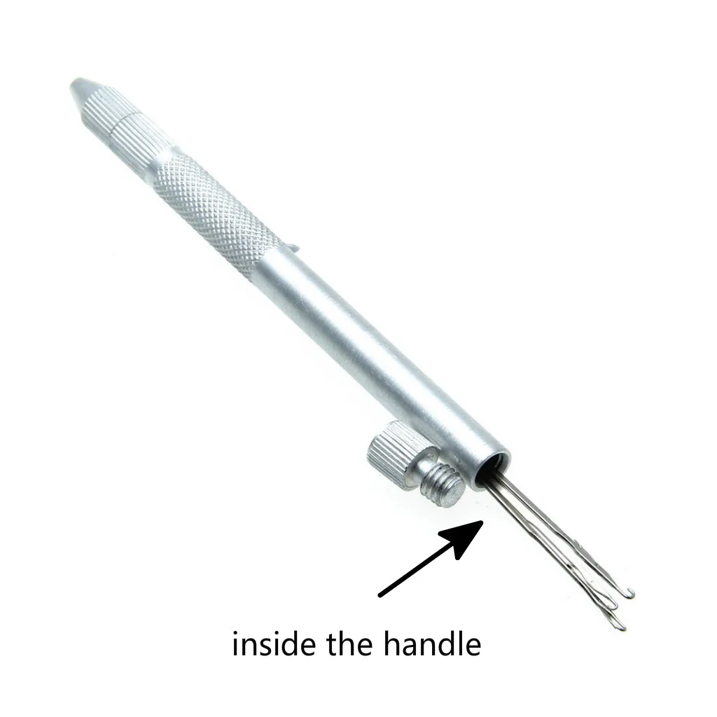 1pcs 2in1 Loop Needle Holder with 3pcs Needles Aluminum Crochet Holder Needle Hook for Hair Braiding and Latch Hook Kit