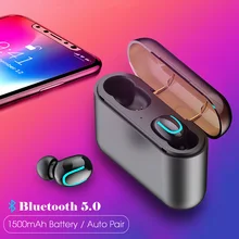 Q32 TWS Bluetooth наушники беспроводные наушники мини HiFi бас стерео с микрофоном Автоматическая пара 1500 мАч Зарядное устройство Чехол